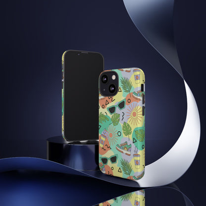 Tropical Summer Phone Case — Retro Sunglasses, Sneakers & Palm Pattern