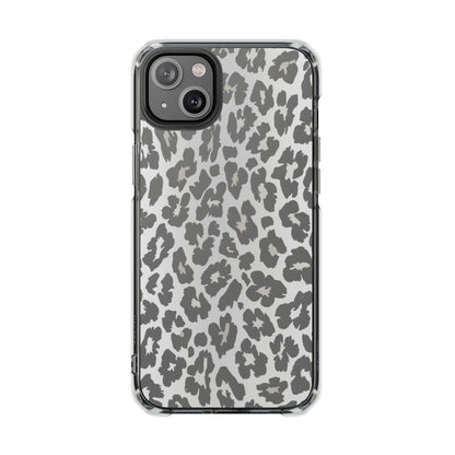 Clear Magnetic Impact Phone Case — Gray Leopard Print