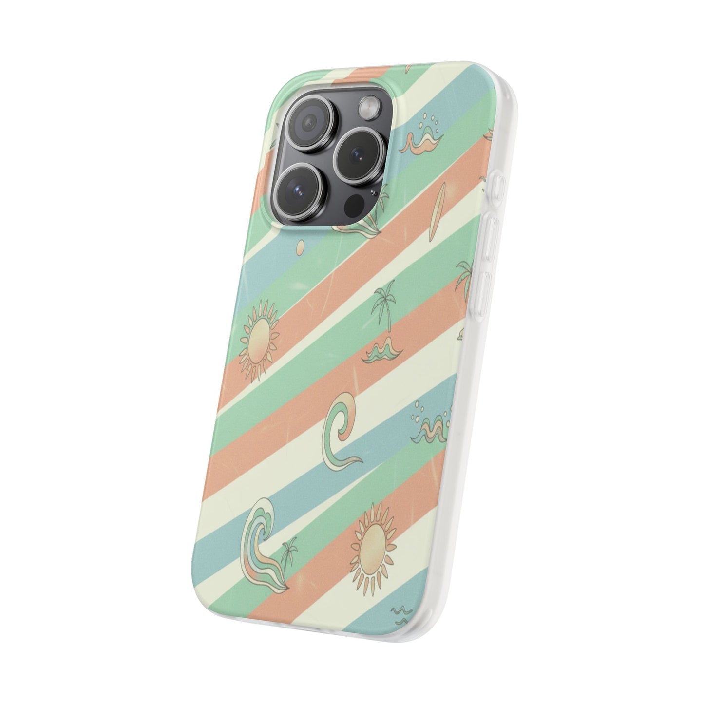 Beach Vibes Phone Case — Retro Pastel Surf & Palm Protective Flexi Case