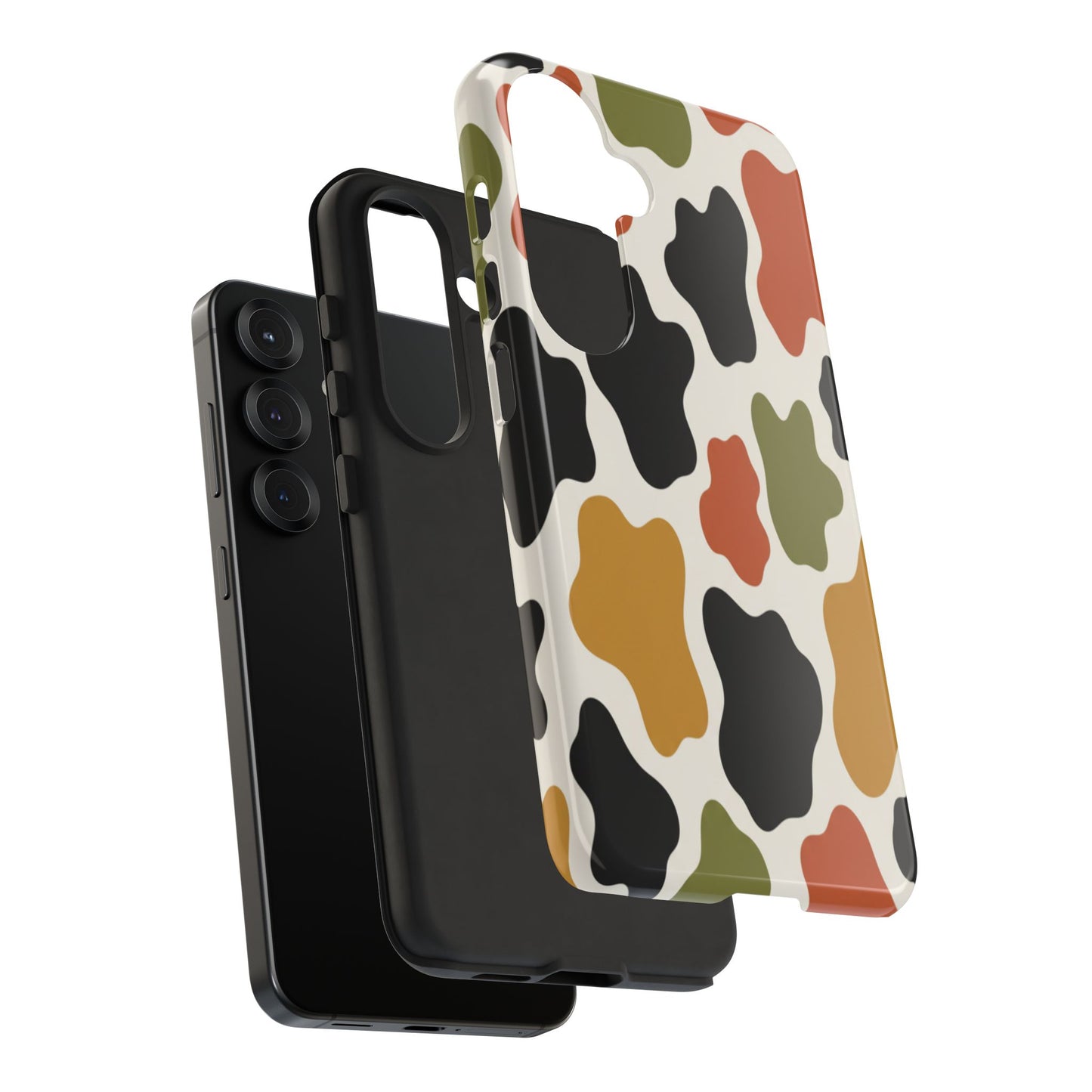 Camouflage Pattern Tough Phone Case – Retro Olive, Rust & Mustard Protective Cover