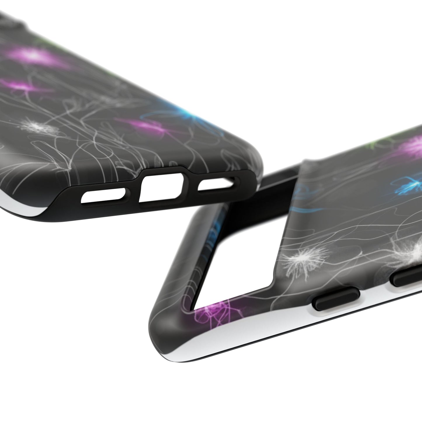Neon Floral Tough Phone Case — Glow Flower Protective iPhone Cover