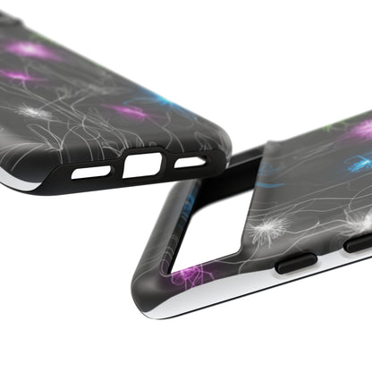 Neon Floral Tough Phone Case — Glow Flower Protective iPhone Cover