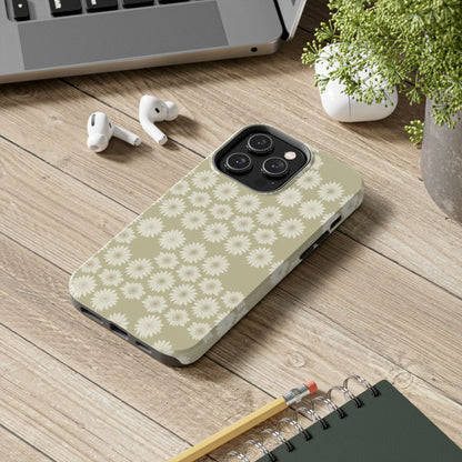 Daisy Pattern Tough Phone Case — Protective Floral iPhone Cover