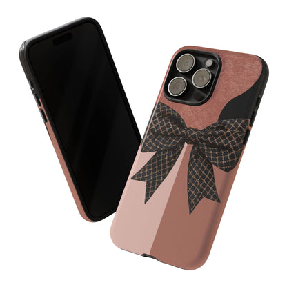 Bow Stripe Tough Phone Case – Pink Mauve Protective Cover