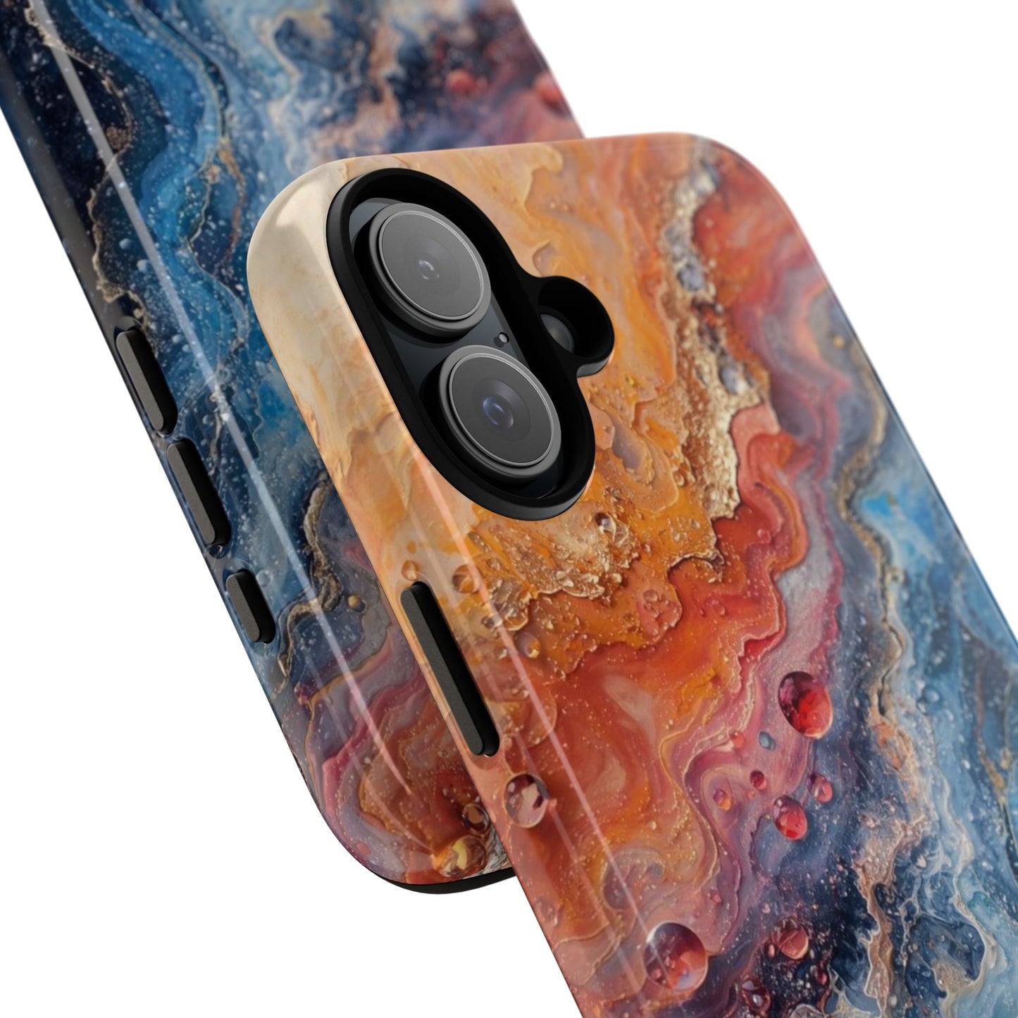Marbled Galaxy Tough Phone Case — Abstract Blue & Coral Protective Cover