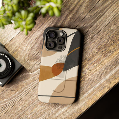 Abstract Earth Tone Phone Case — Mid-Century Minimalist Tough Case