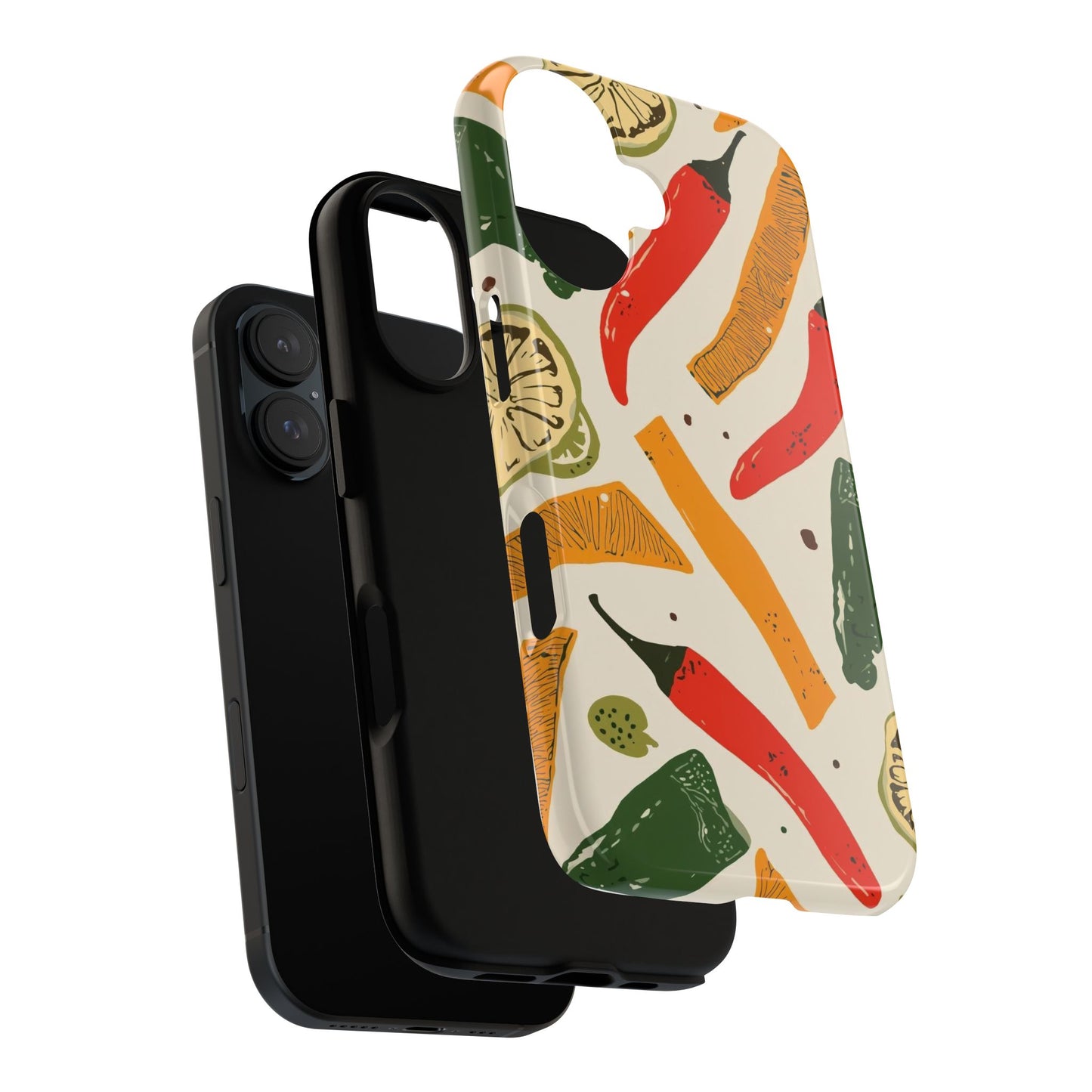 Spicy Peppers Phone Case – Colorful Chili, Lime & Citrus Pattern