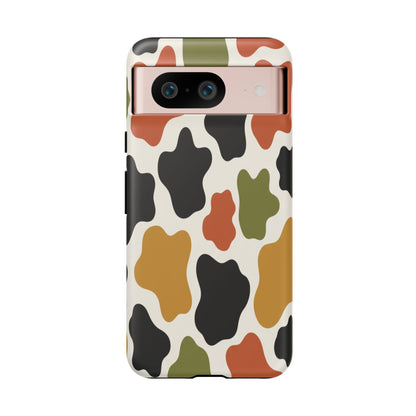 Camouflage Pattern Tough Phone Case – Retro Olive, Rust & Mustard Protective Cover