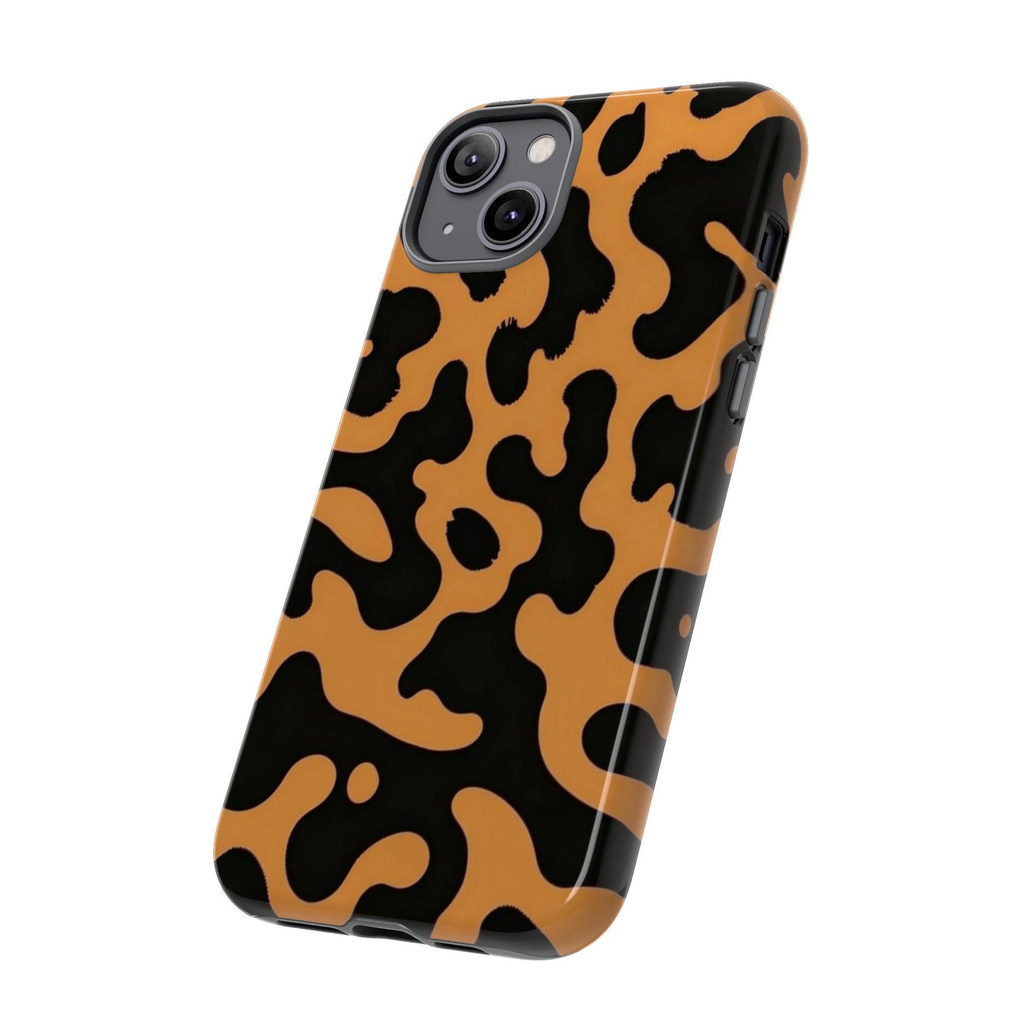 Leopard Print Phone Case — Orange & Black Tough Pattern Protective Cover