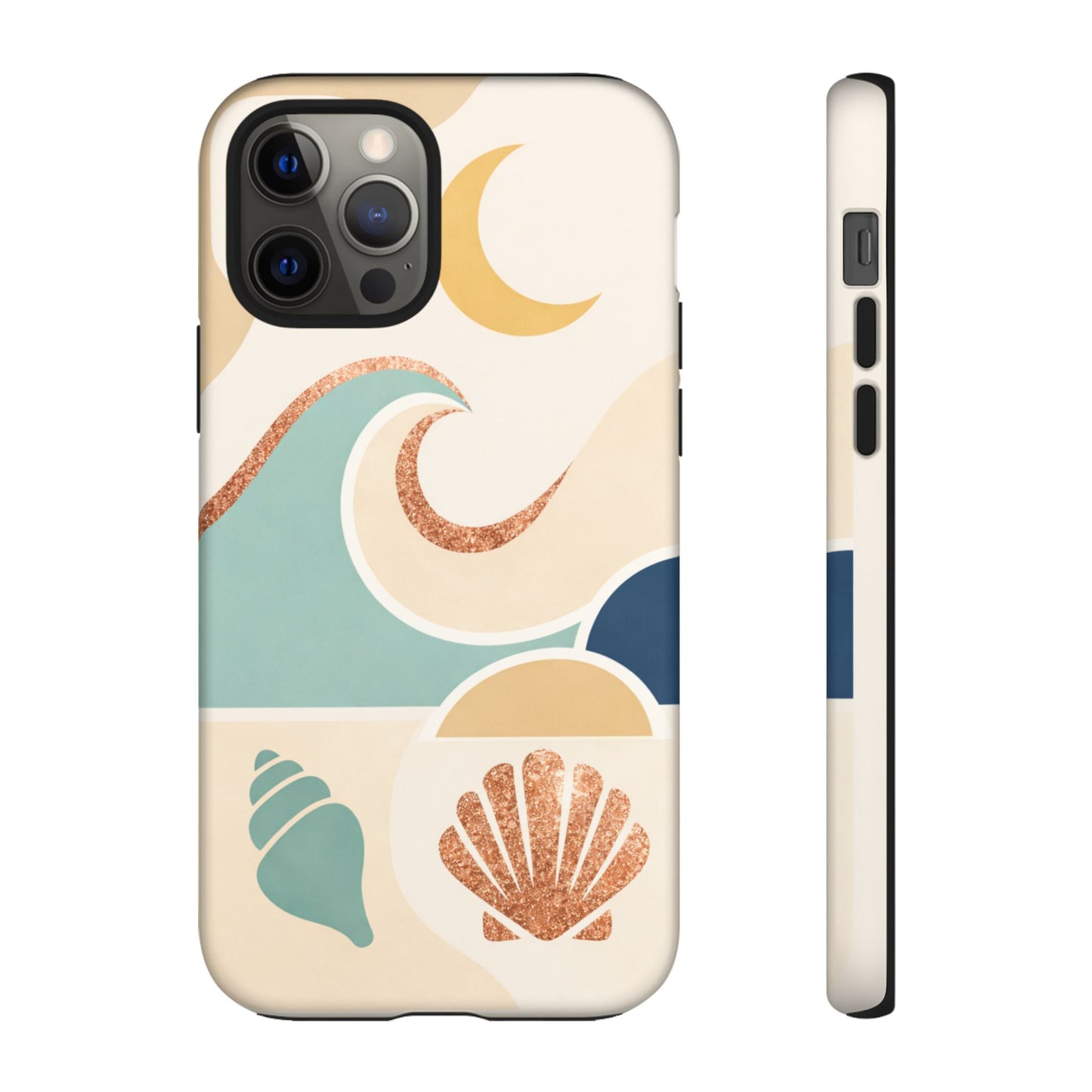 Sea Breeze Tough Phone Case — Retro Waves & Shells Design