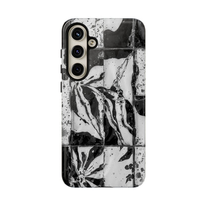 Monochrome Tile Floral Tough Phone Case