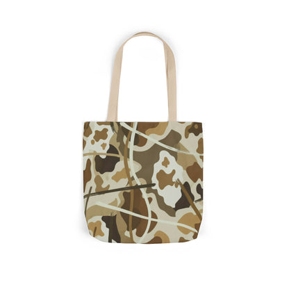 Camo Canvas Tote Bag — Beige Outdoor Pattern with 3 Color Straps