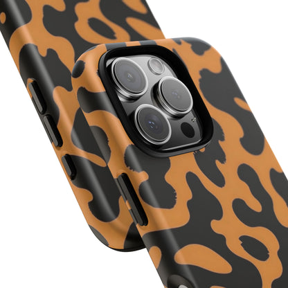 Leopard Print Phone Case — Orange & Black Tough Pattern Protective Cover