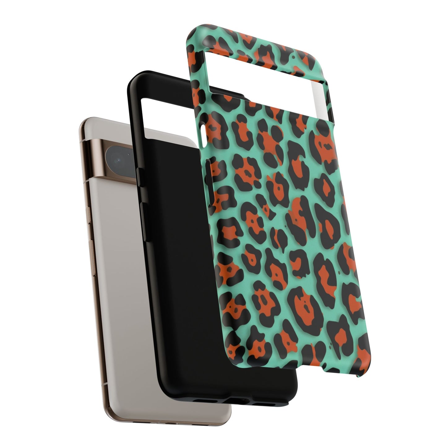 Teal & Rust Leopard Phone Case — Tough Protective Animal Print