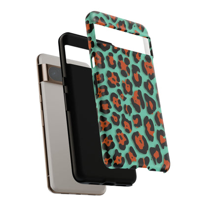 Teal & Rust Leopard Phone Case — Tough Protective Animal Print