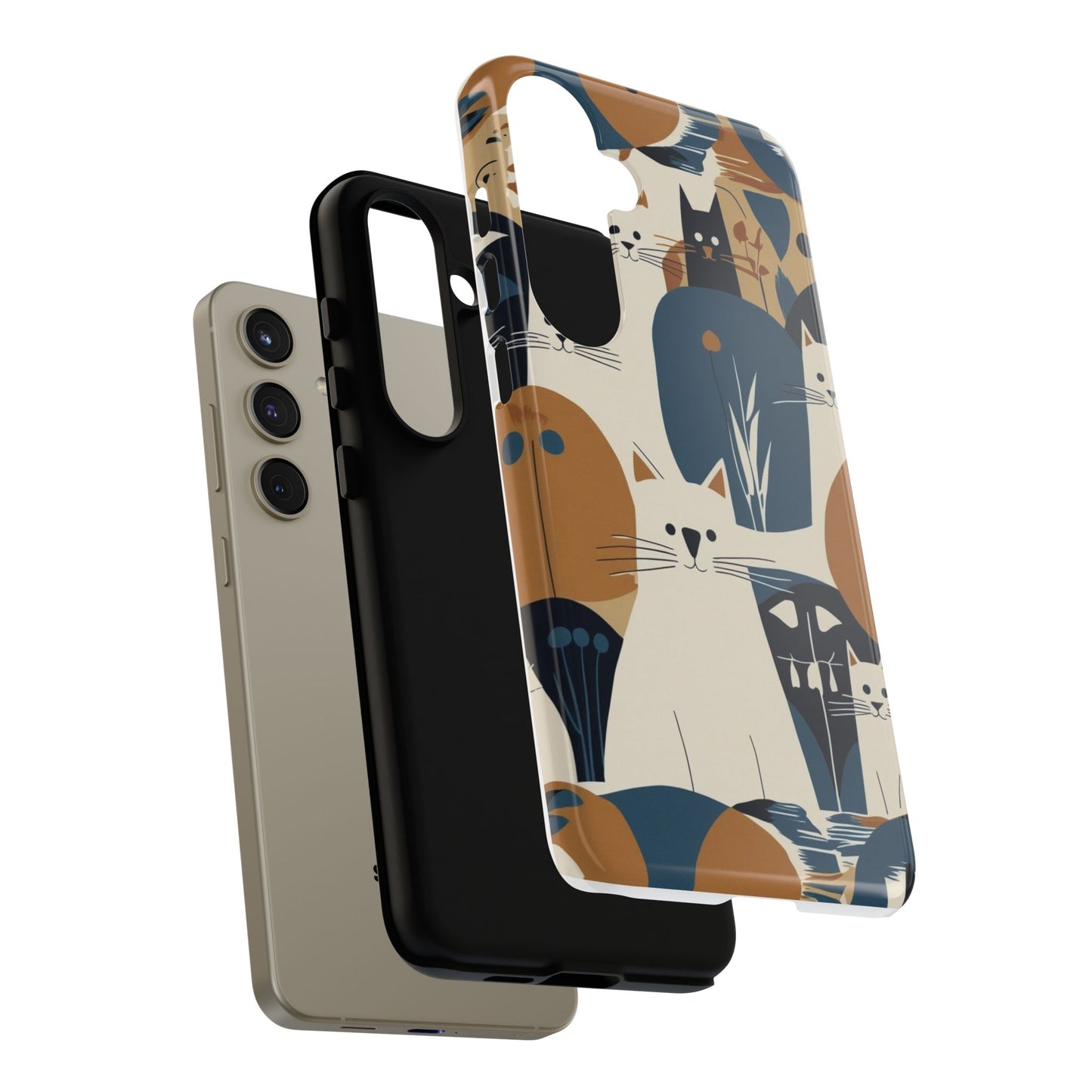 Cat Pattern Phone Case – Retro Abstract Cats Protective iPhone Cover