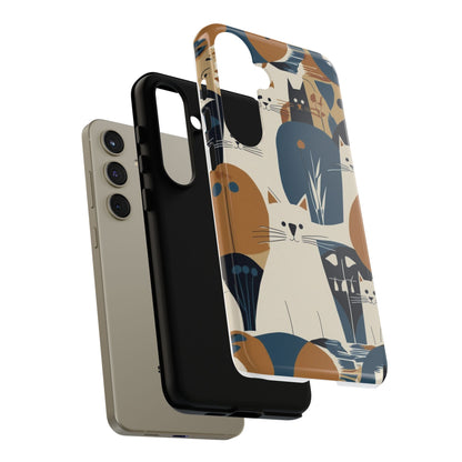 Cat Pattern Phone Case – Retro Abstract Cats Protective iPhone Cover