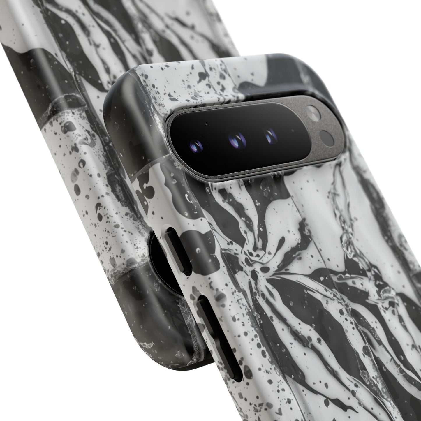 Monochrome Tile Floral Tough Phone Case