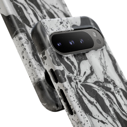 Monochrome Tile Floral Tough Phone Case