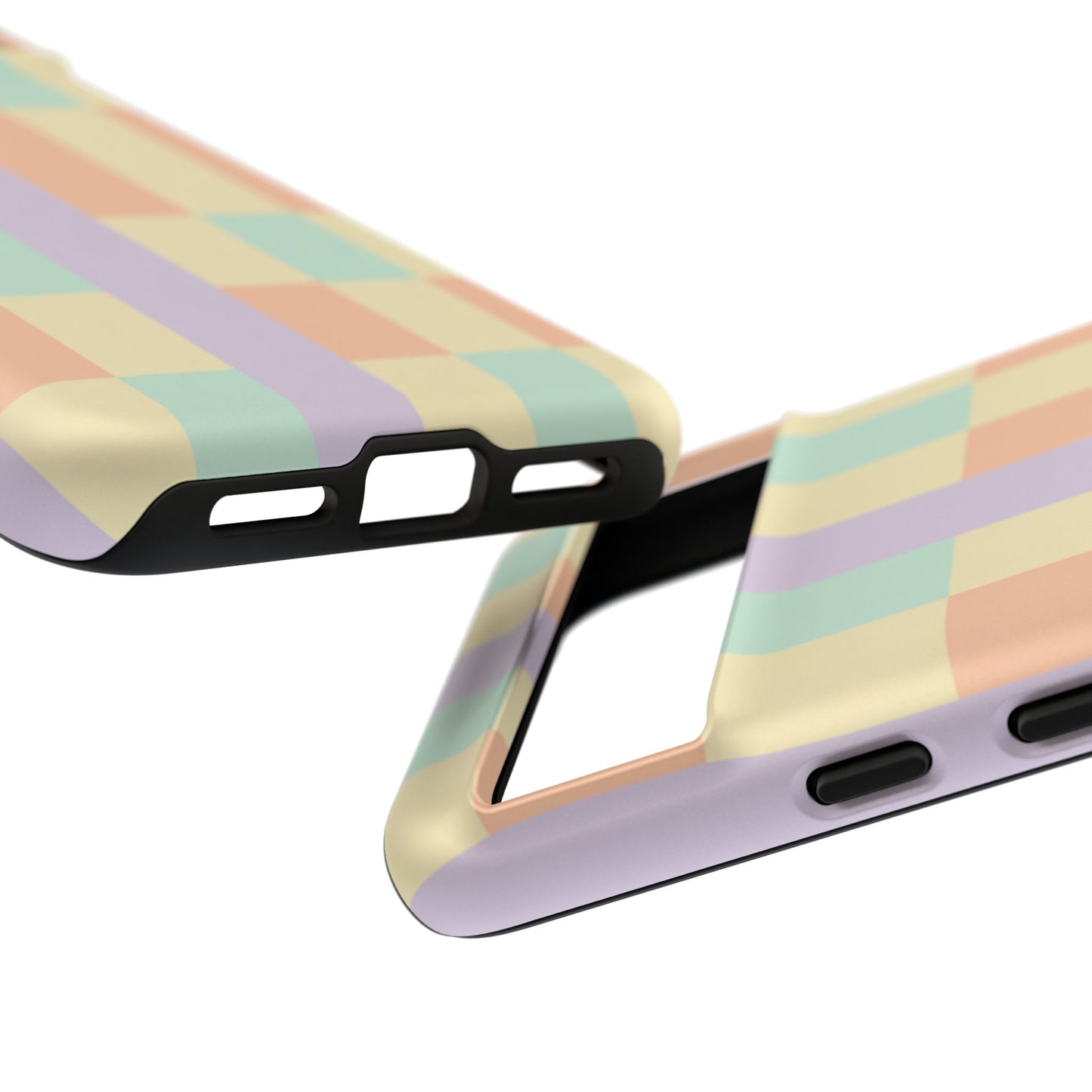 Pastel Checkered Phone Case — Retro Stripe Tough Case