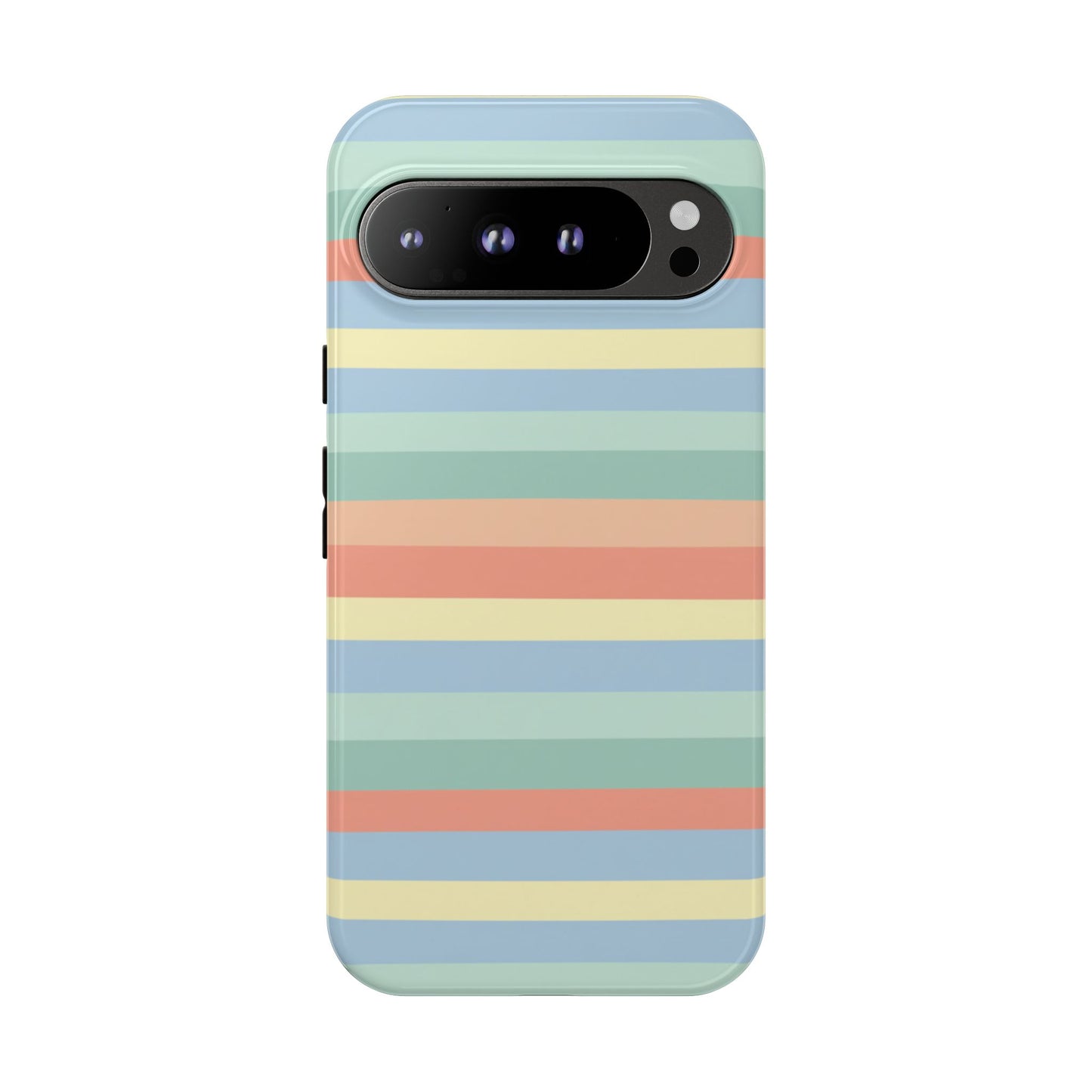 Pastel Striped Phone Case — Retro Horizontal Multi-Color Tough Case