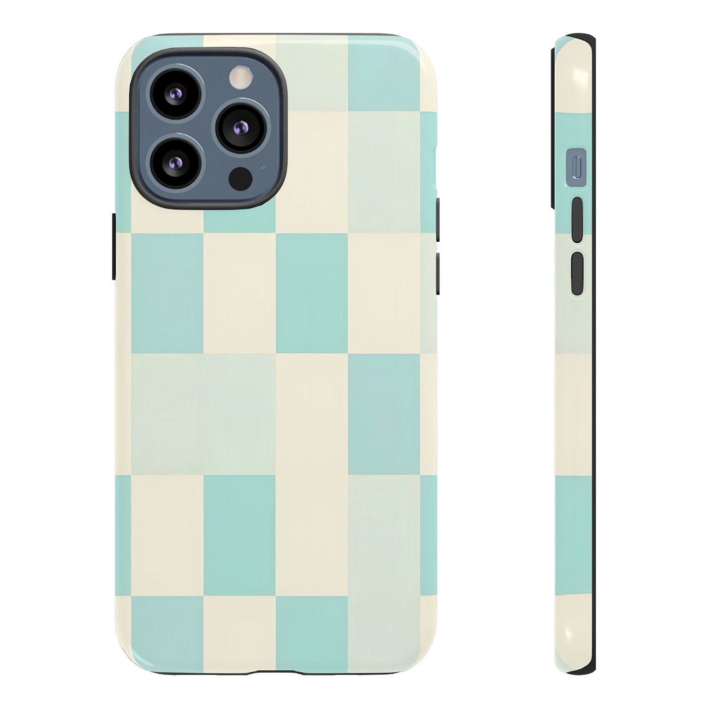 Pastel Checkerboard Tough Case – Mint & Cream Protective Phone Cover