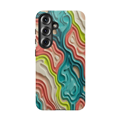 Abstract Contour Phone Case — Colorful Topographic Pattern Tough Case