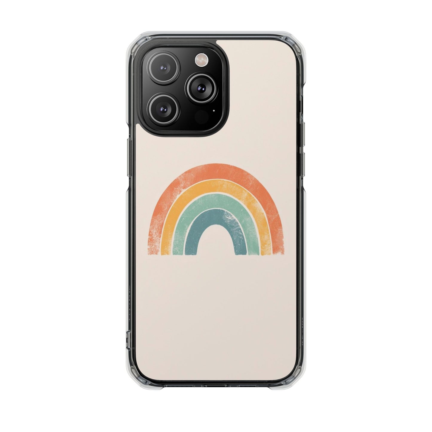 Clear Impact Phone Case — Pastel Boho Rainbow Design, Magnetic Compatible