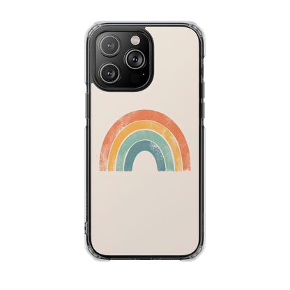 Clear Impact Phone Case — Pastel Boho Rainbow Design, Magnetic Compatible