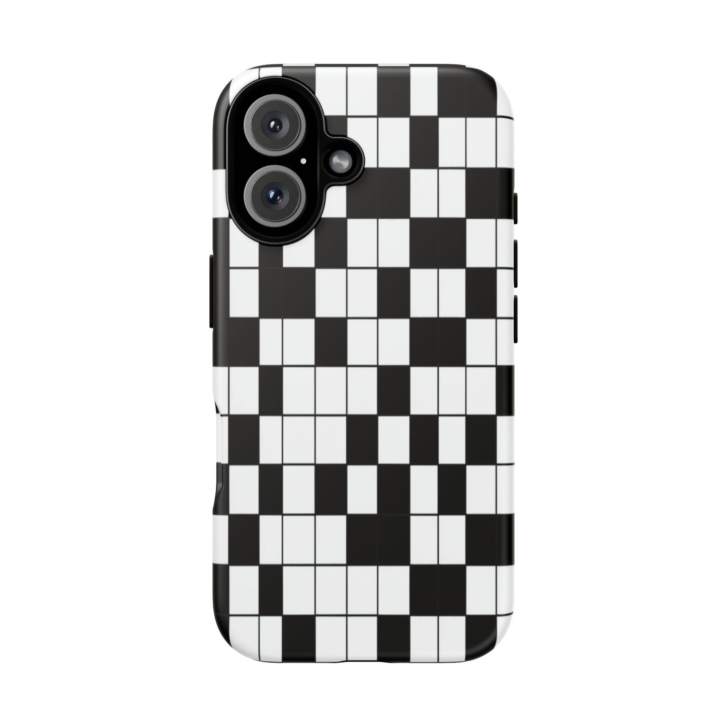 Crossword Grid Phone Case — Black & White Puzzle Pattern Tough Phone Cover