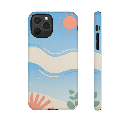 Beach Waves Tough Phone Case — Summer Sun & Seashell Protective Cover