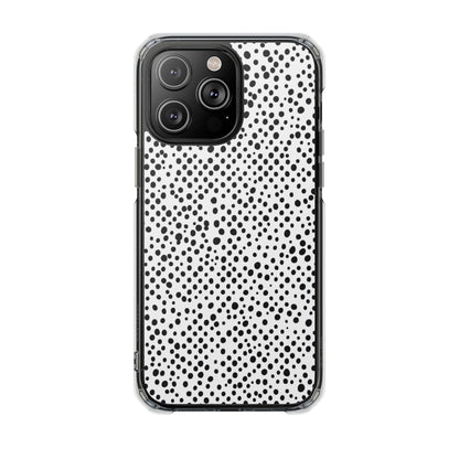 Clear Magnetic Phone Case — Black & White Speckled Pattern