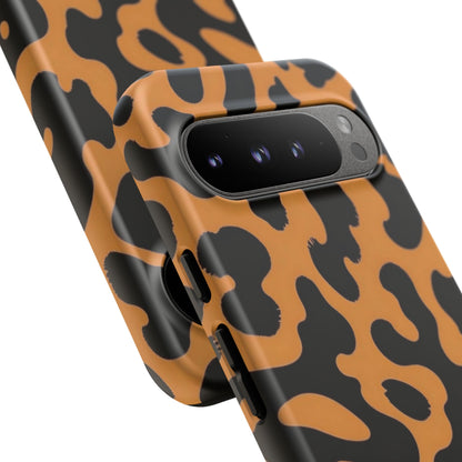 Leopard Print Phone Case — Orange & Black Tough Pattern Protective Cover