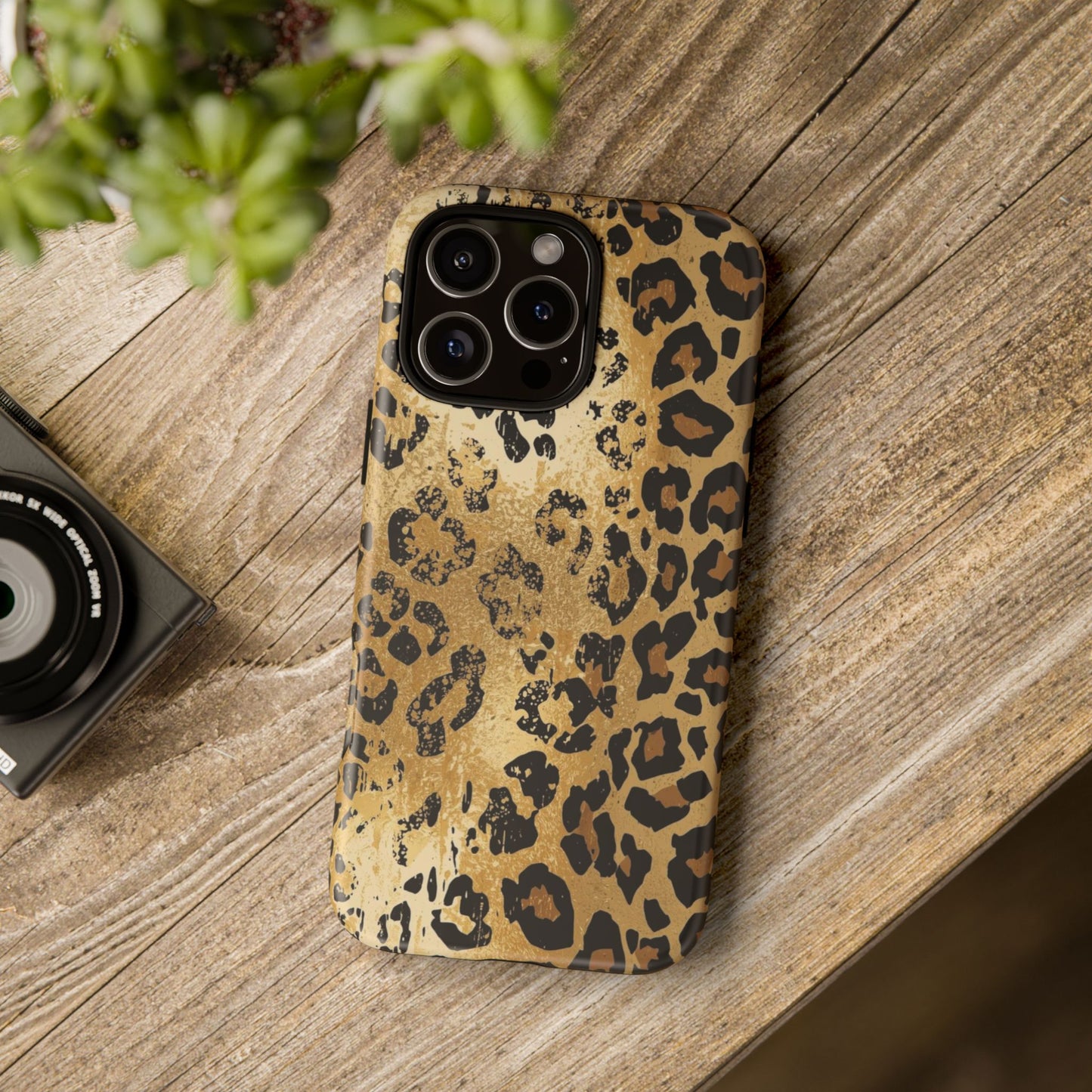 Leopard Print Tough Phone Case — Durable Protective iPhone Cover