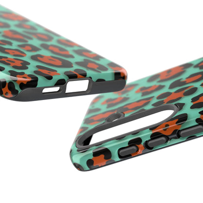 Teal & Rust Leopard Phone Case — Tough Protective Animal Print