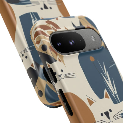 Cat Pattern Phone Case – Retro Abstract Cats Protective iPhone Cover