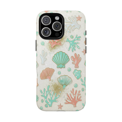 Seashell Coral Phone Case — Pastel Beach Shells Protective Tough Case