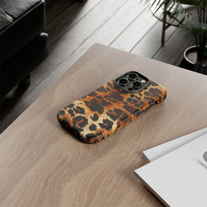 Leopard Print Tough Phone Case – Rugged Protective iPhone Cover