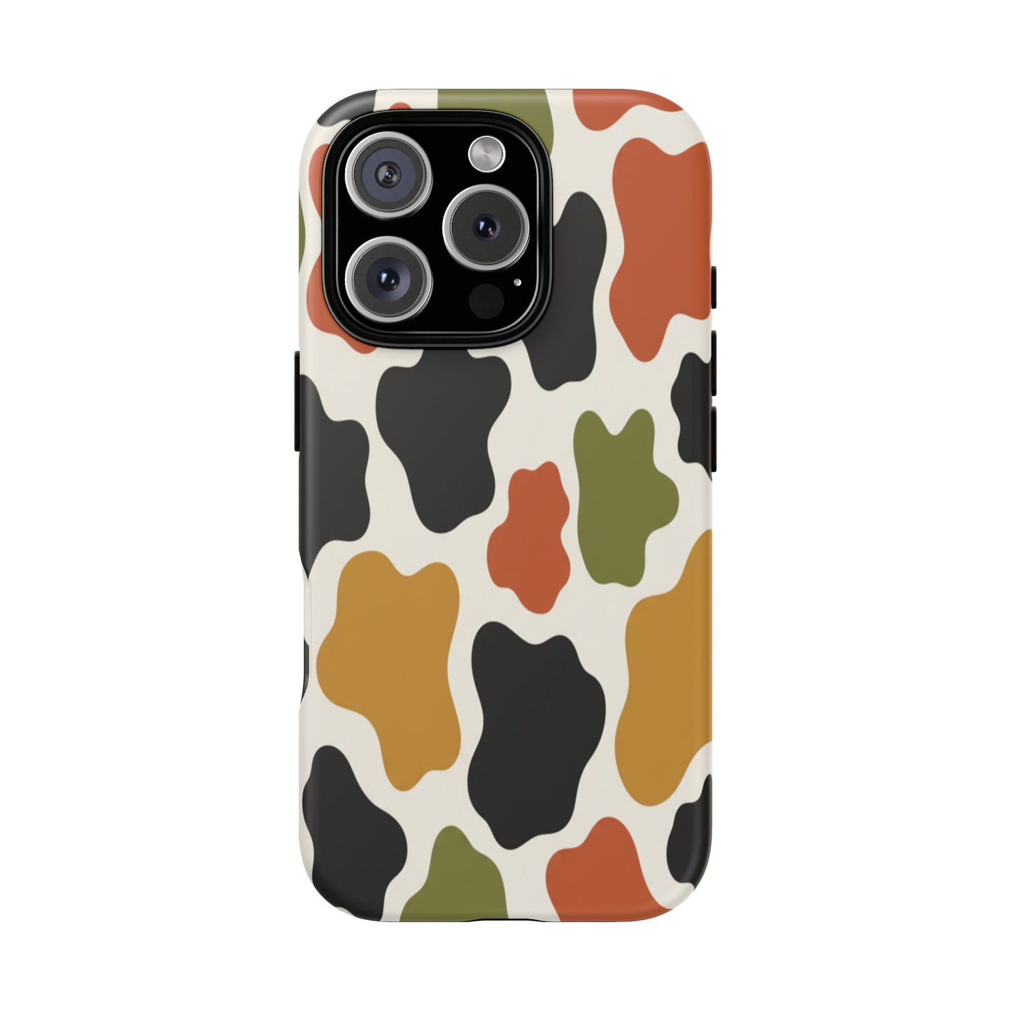 Camouflage Pattern Tough Phone Case – Retro Olive, Rust & Mustard Protective Cover