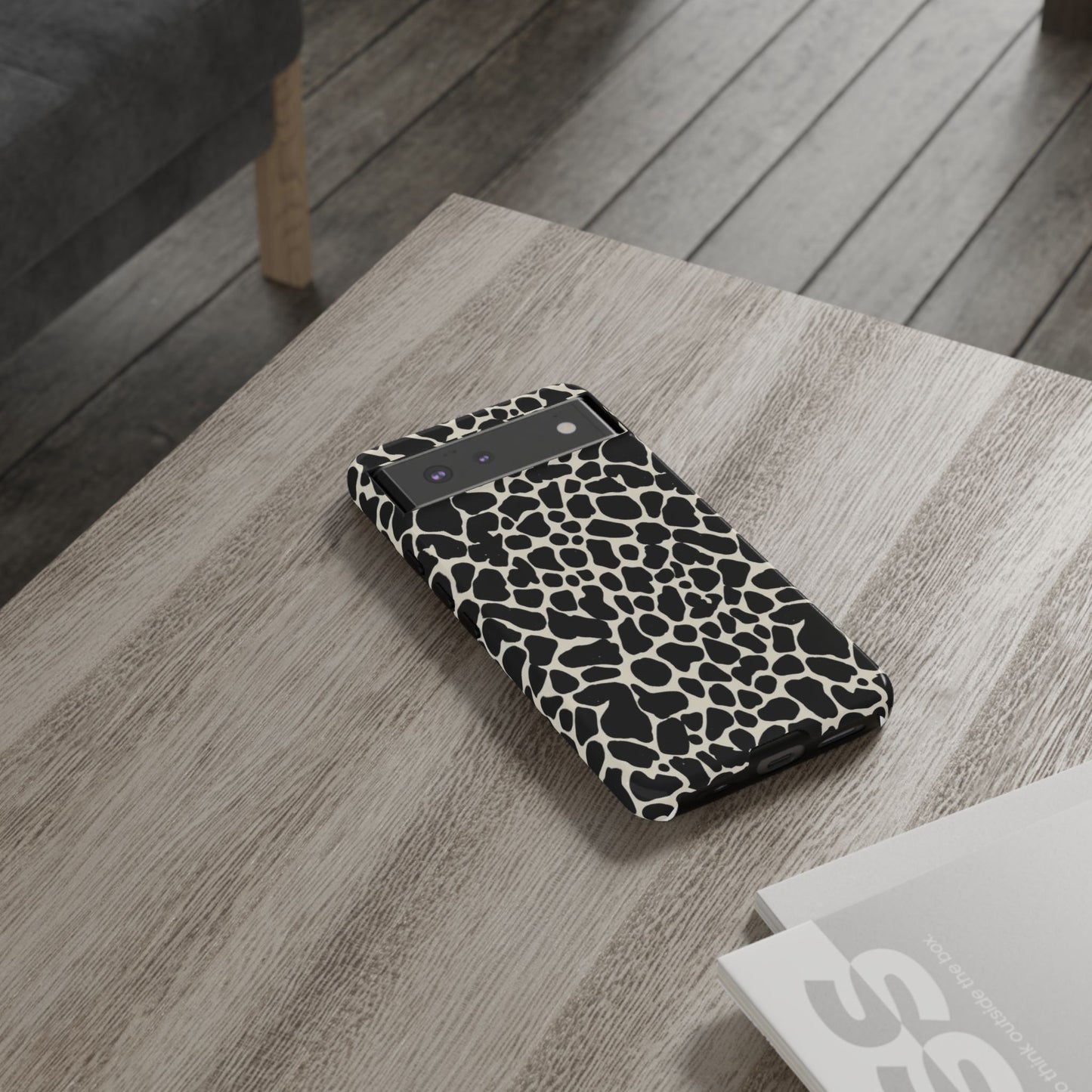 Black and White Cowhide Phone Case — Protective Tough Case