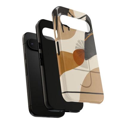 Abstract Earth Tone Phone Case — Mid-Century Minimalist Tough Case