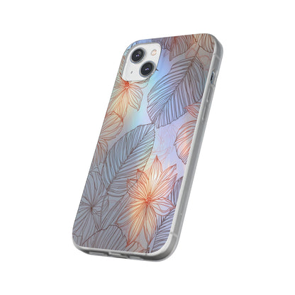 Floral Holographic Phone Case — Iridescent Leaves & Flowers Flexi Case