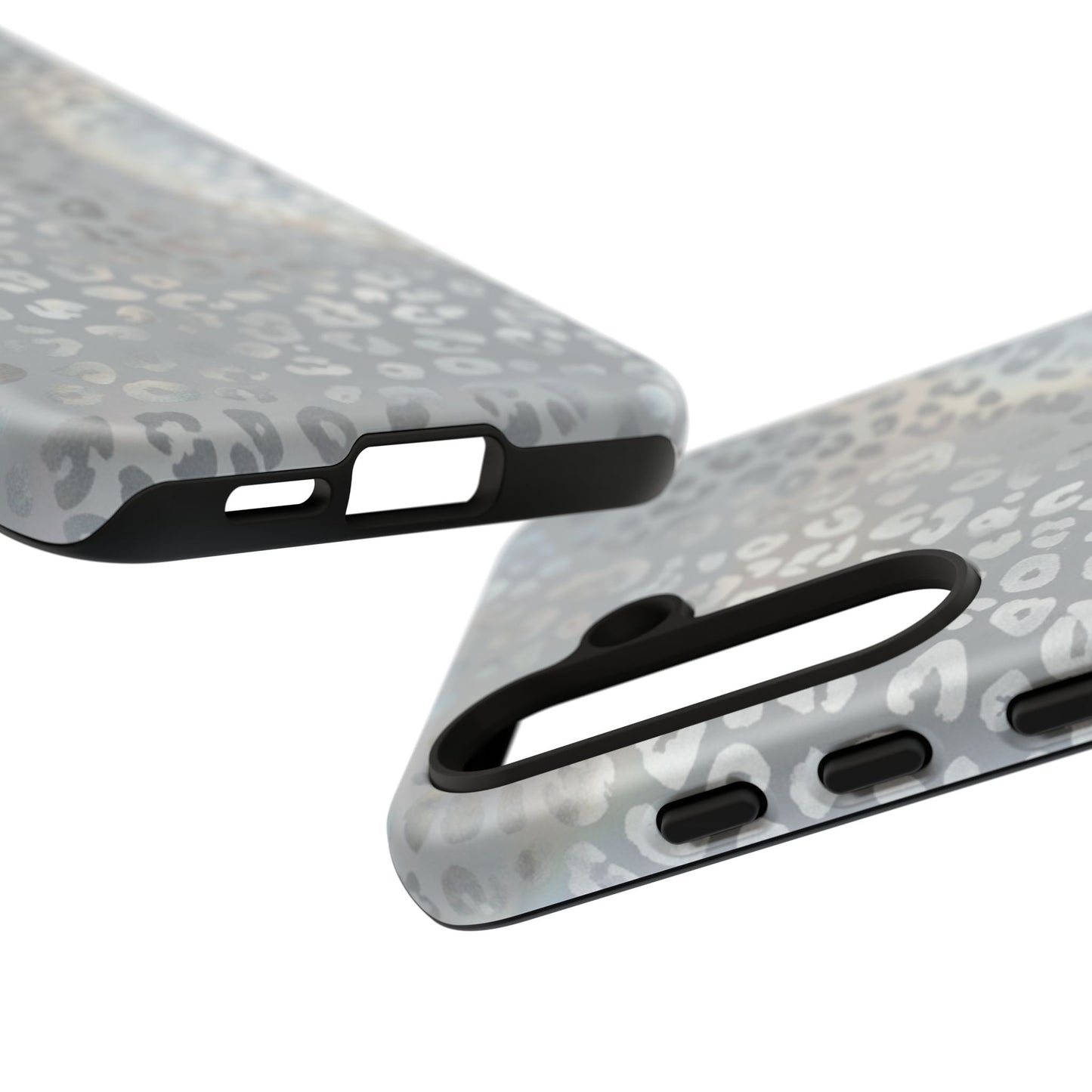 Grey Leopard Print Tough Phone Case — Durable Protective iPhone Cover