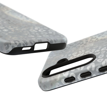 Grey Leopard Print Tough Phone Case — Durable Protective iPhone Cover