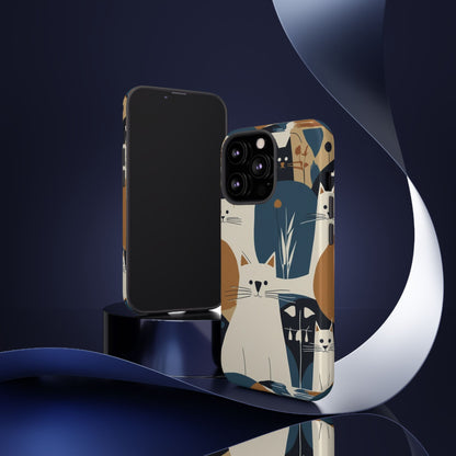 Cat Pattern Phone Case – Retro Abstract Cats Protective iPhone Cover