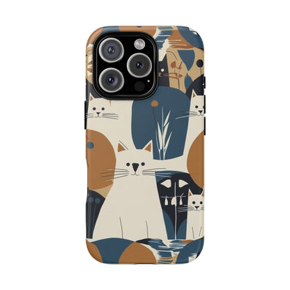 Cat Pattern Phone Case – Retro Abstract Cats Protective iPhone Cover