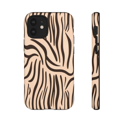 Zebra Stripe Tough Phone Case – Neutral Animal Print Protective Cover