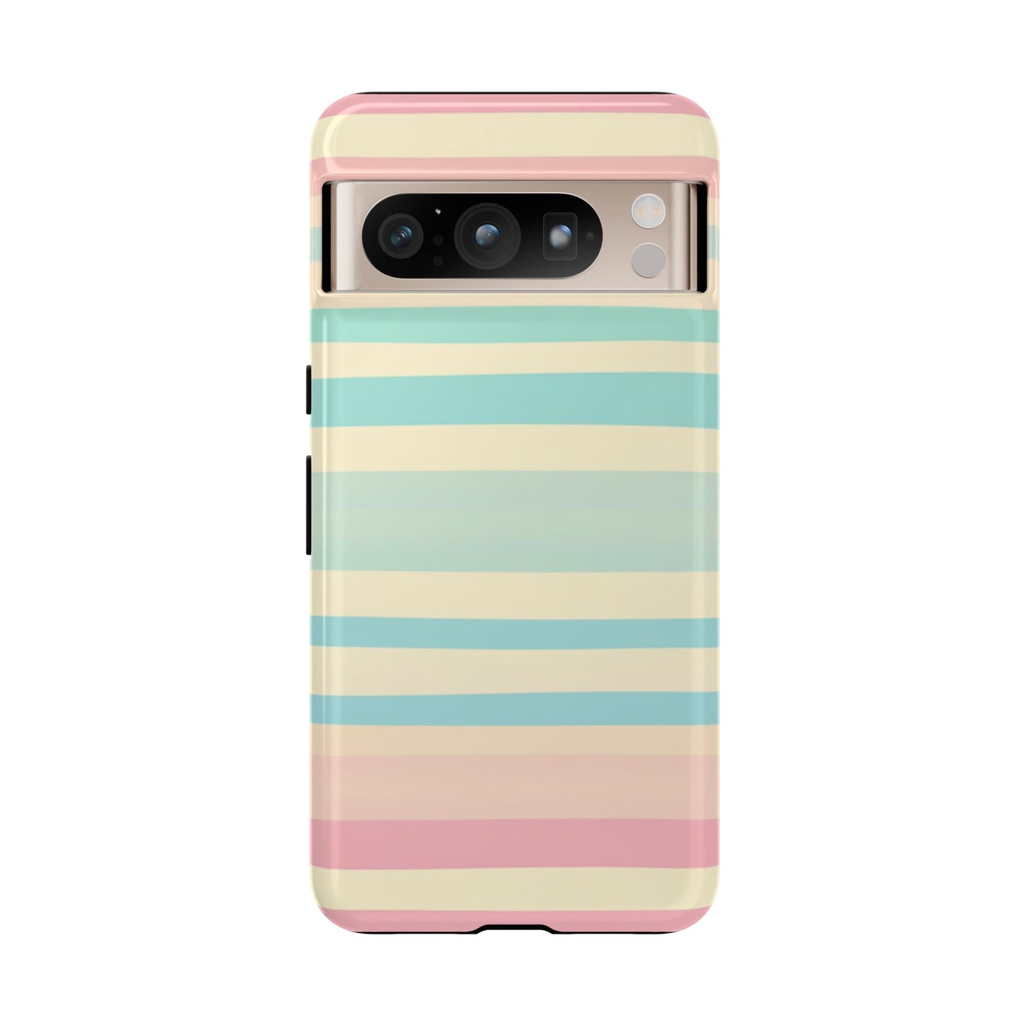Pastel Striped Tough Phone Case – Protective Retro Rainbow Design