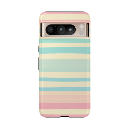 Pastel Striped Tough Phone Case – Protective Retro Rainbow Design