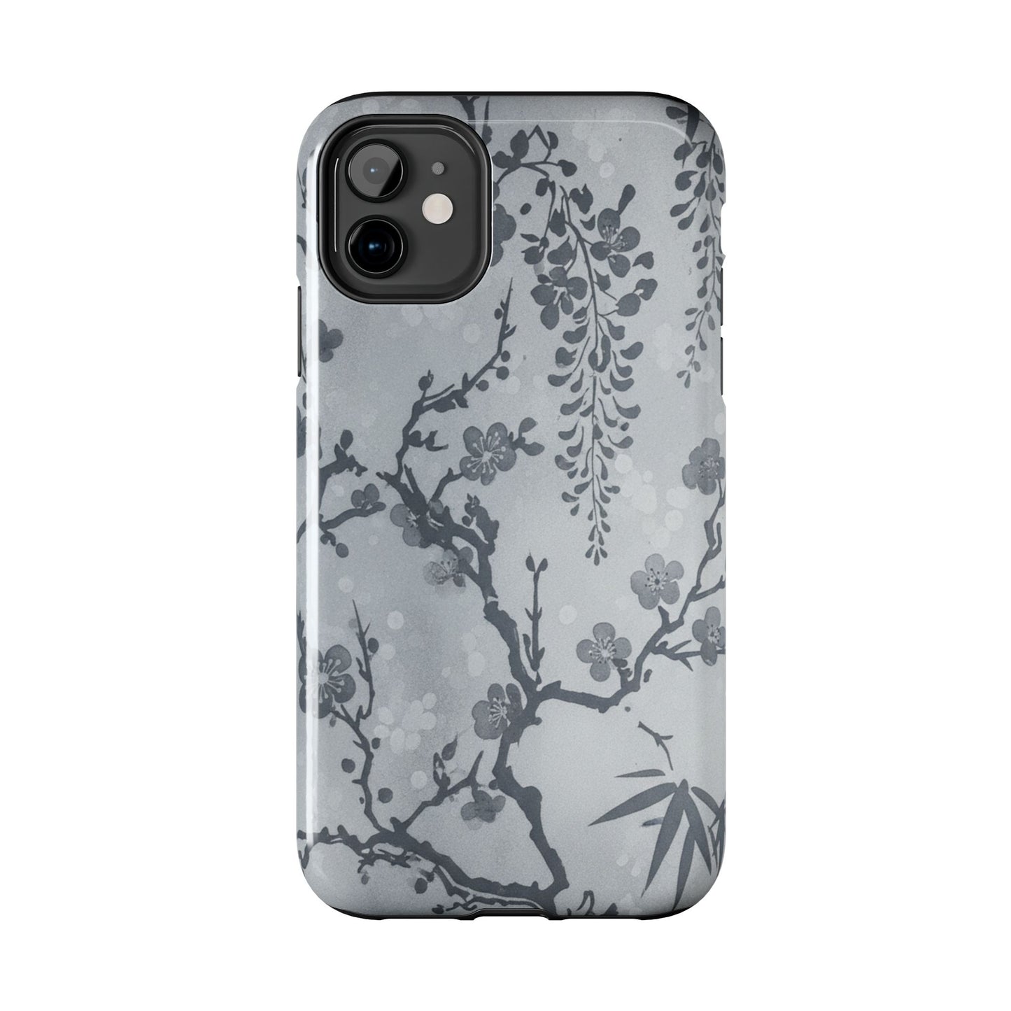 Tough Phone Case — Gray Cherry Blossom Ink Floral Design